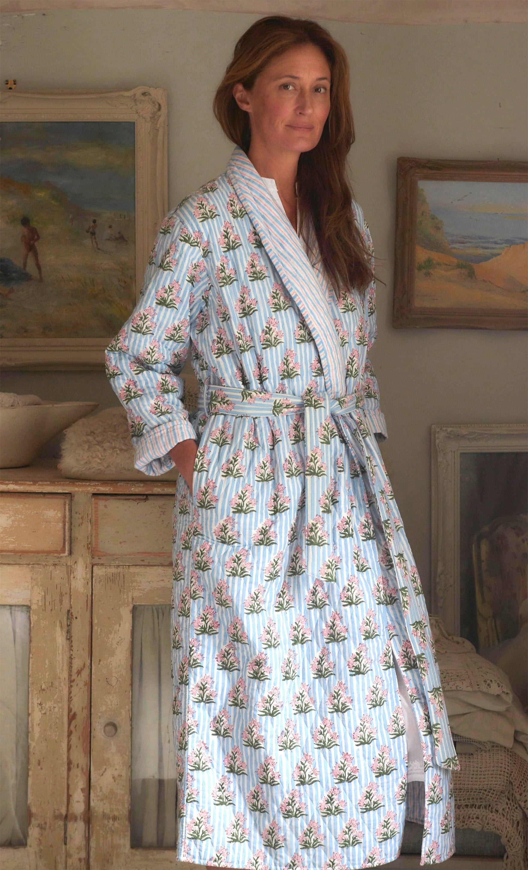 Hand printed Quilted Cotton Dressing Gown
