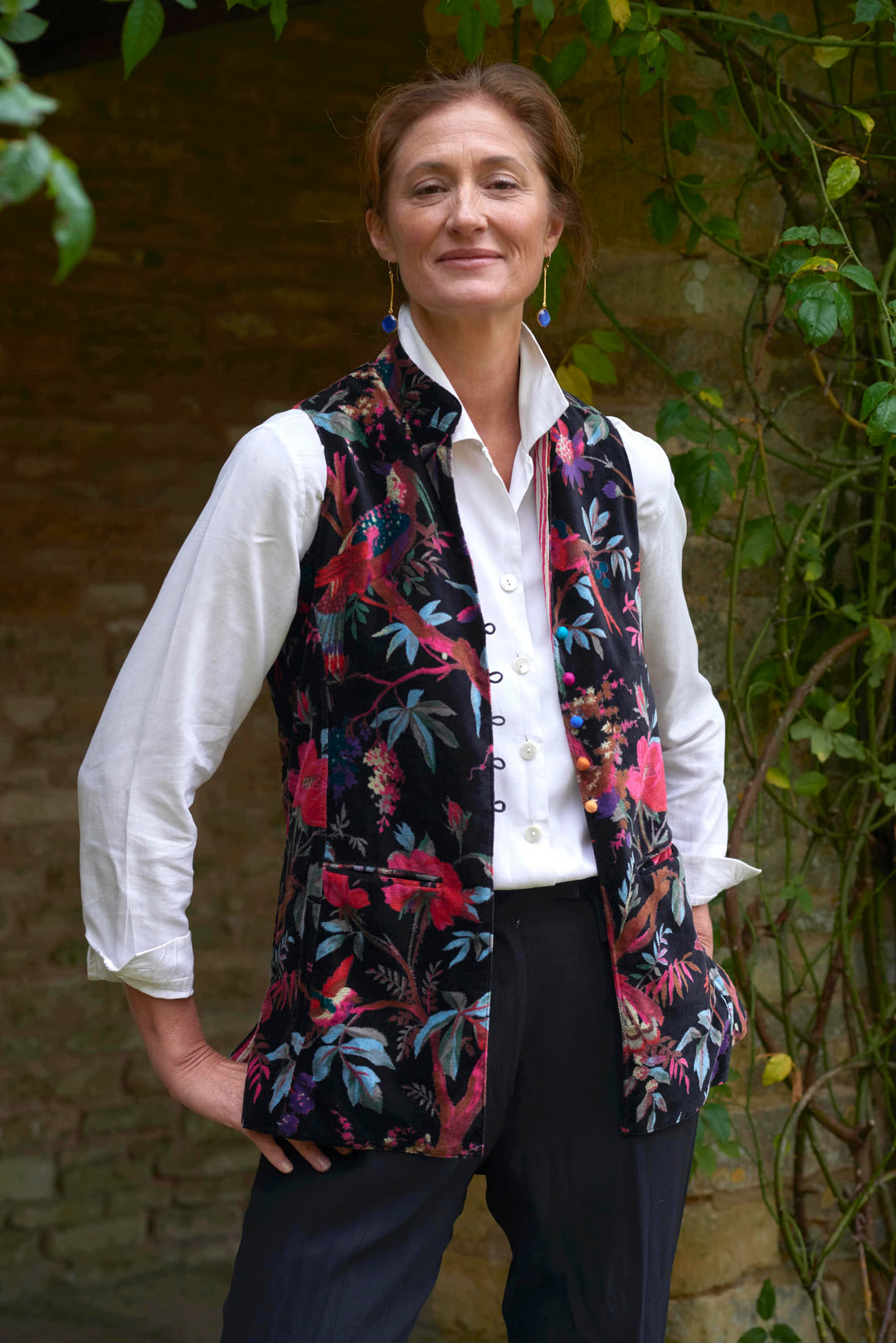 Cotton Velvet Waistcoat | Black Bird