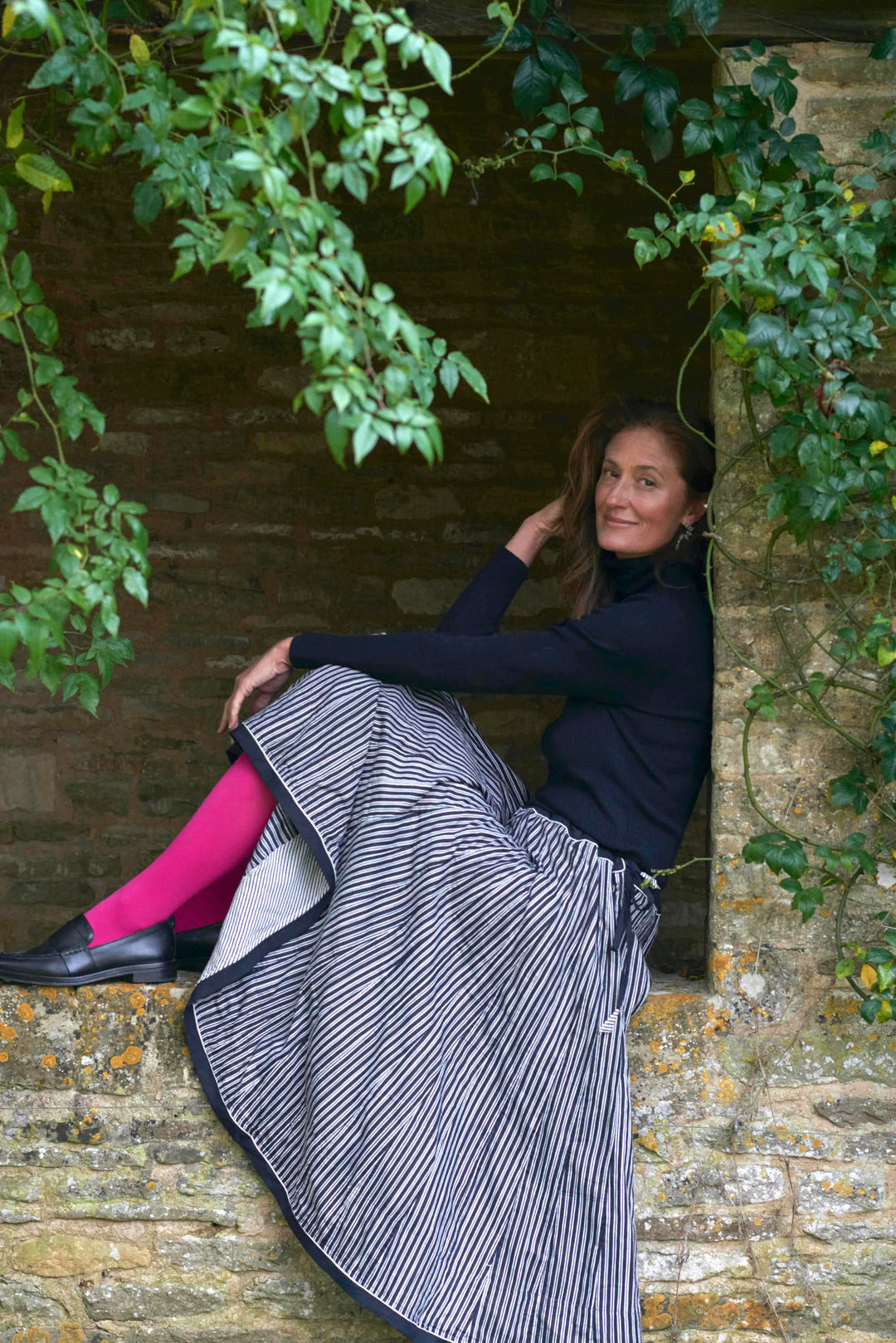 Cotton Skirt | Black & White Stripe