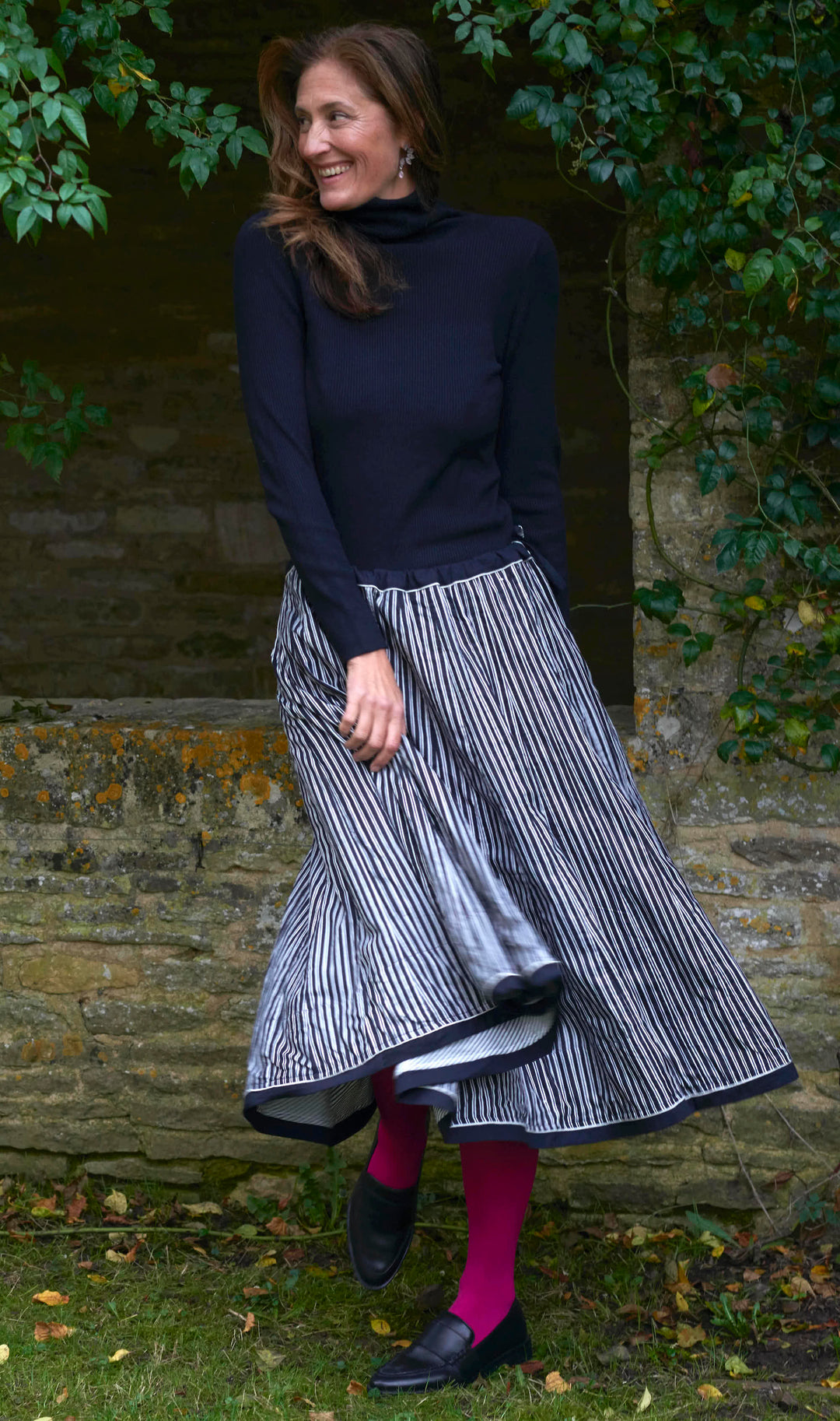 Cotton Skirt | Black & White Stripe
