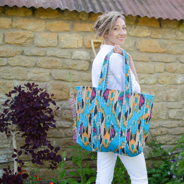 Quilted Cotton Shopping Bag | Ikat