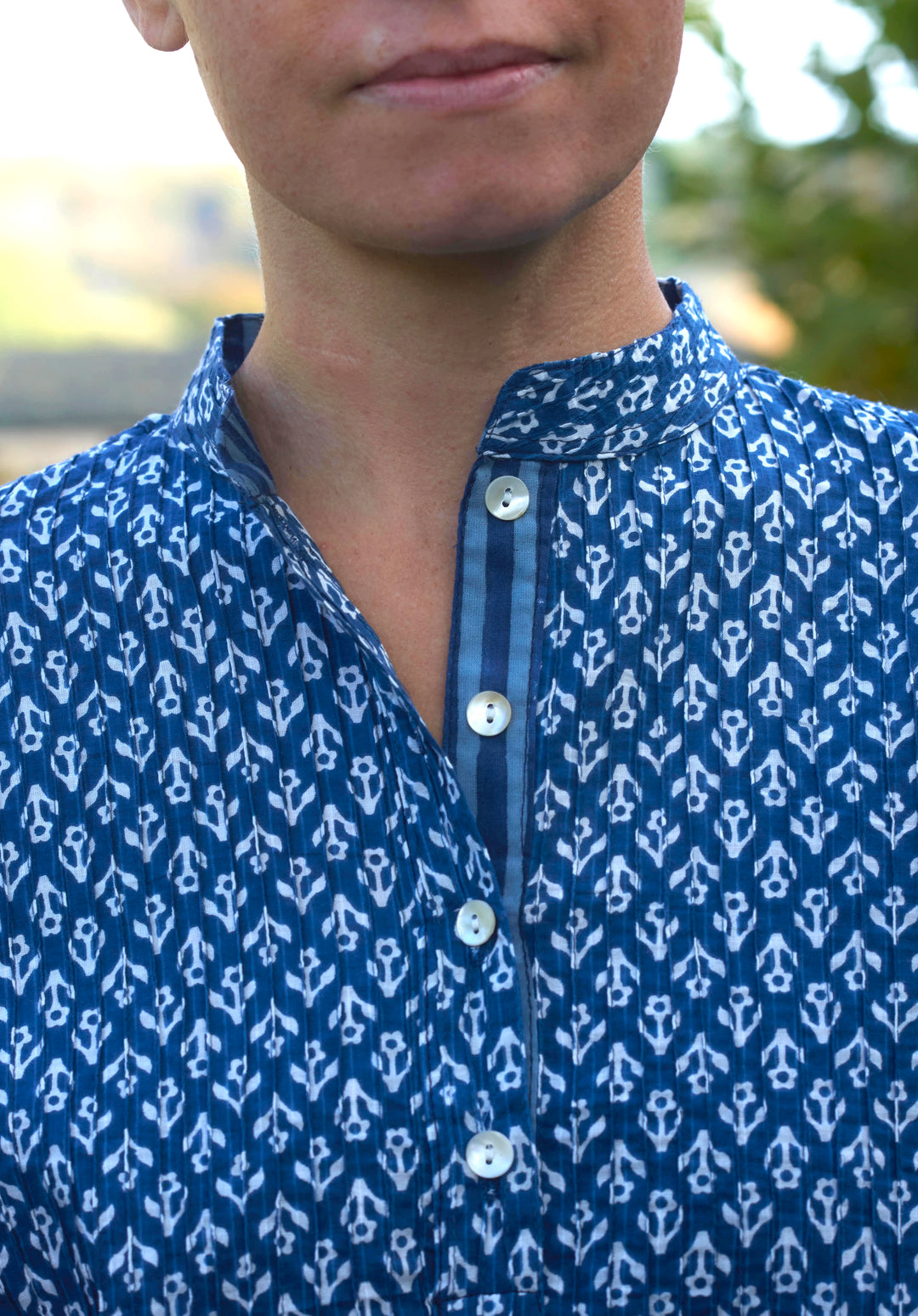 Pintuck Cotton Top | Indigo Posy