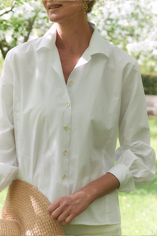 'Manora' White Cotton Shirt
