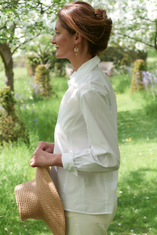 'Manora' White Cotton Shirt