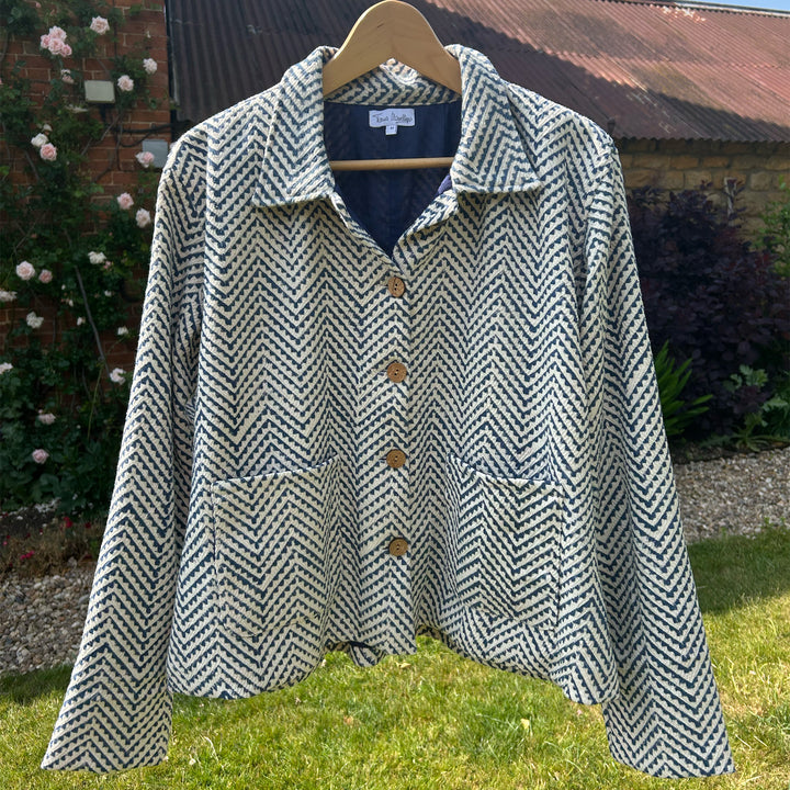 'Marni' Cotton Jacket | Navy Zig-zag