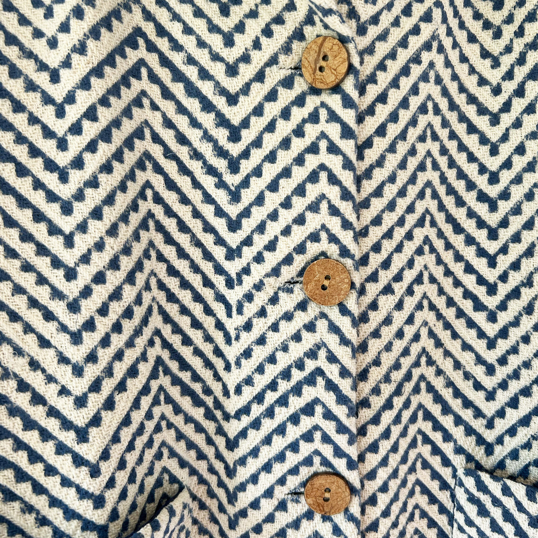 'Marni' Cotton Jacket | Navy Zig-zag