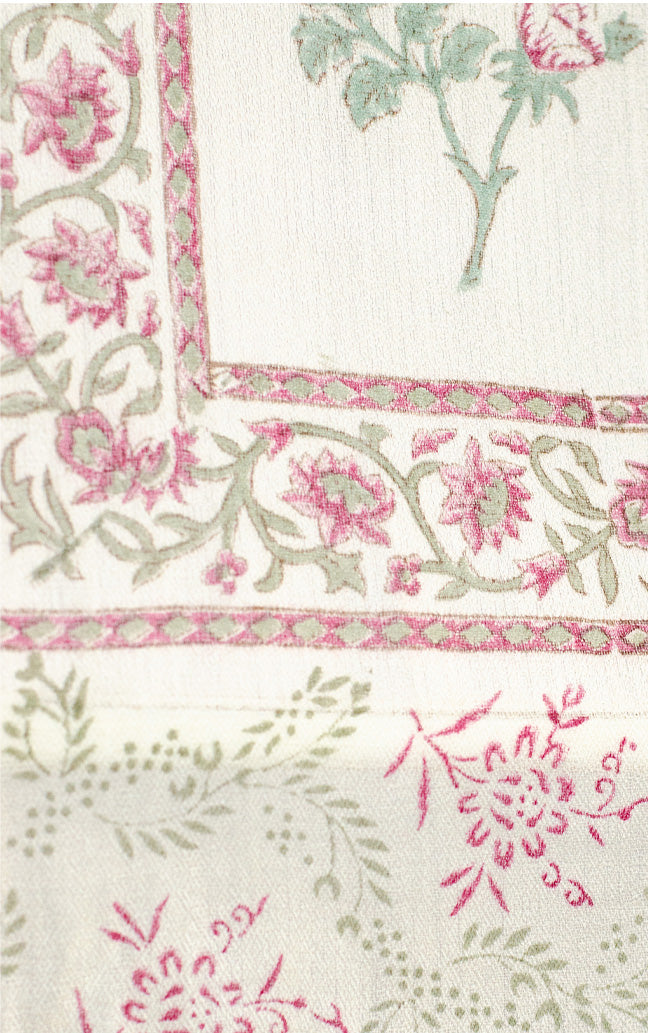 'Marsha' Fine Wool, hand-block printed Scarf