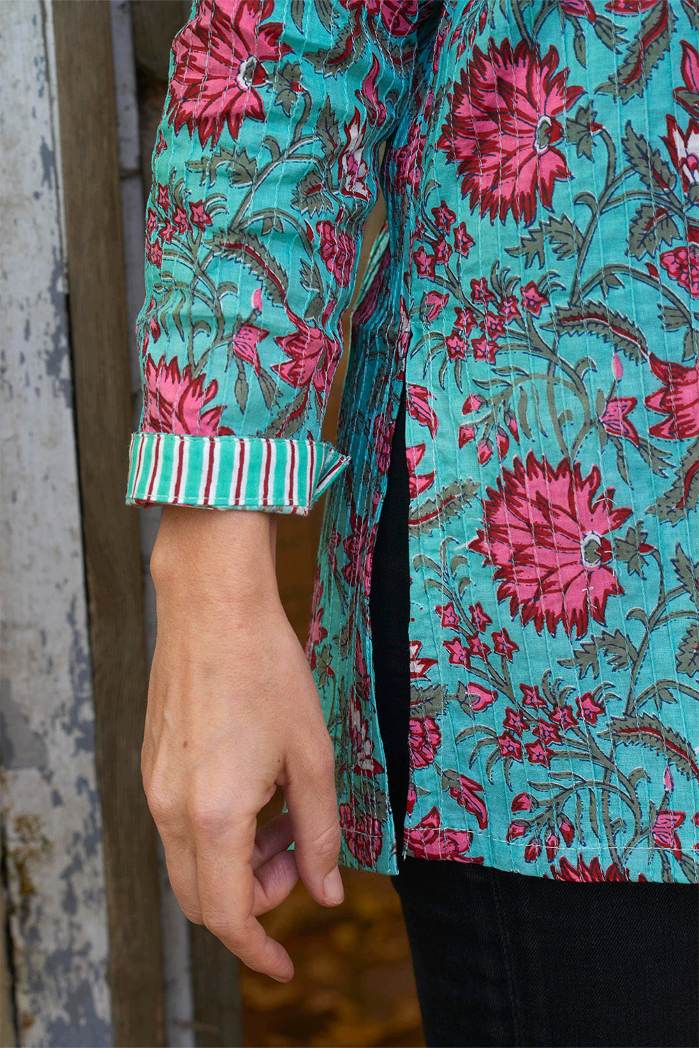 Pintuck Cotton Top | Mint Gardenia