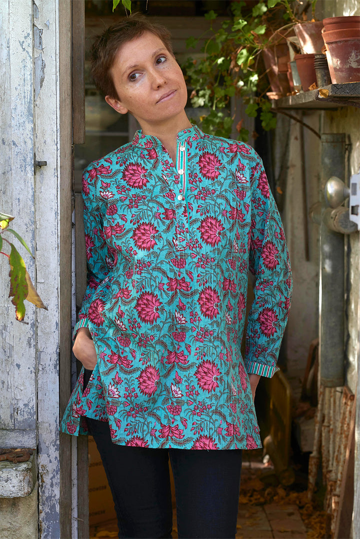 Pintuck Cotton Top | Mint Gardenia