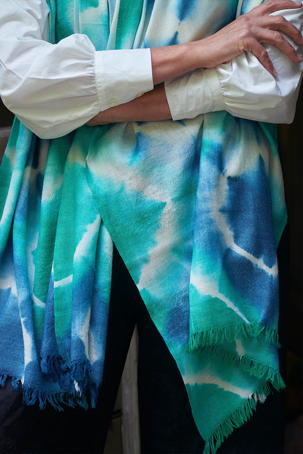 Pure wool Scarf | Mint Blue Star