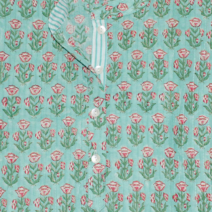 Pintuck Cotton Top | Mint Flower | ARCHIVE