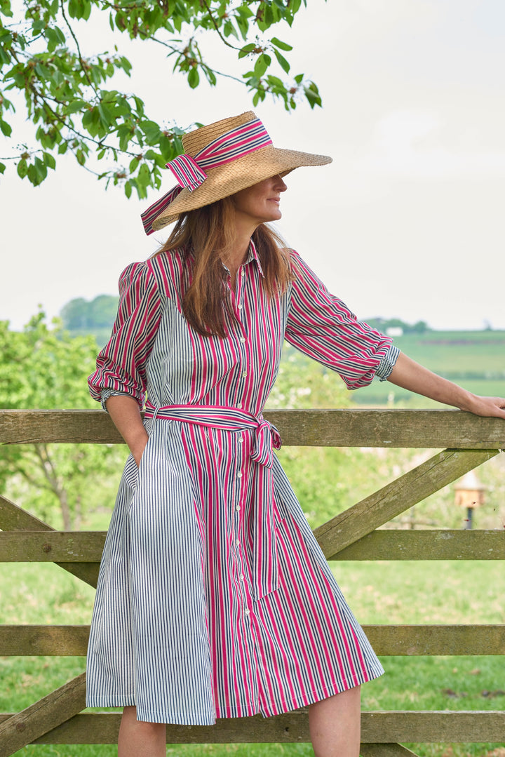 'Rosa' Cotton Shirtdress | Pink Stripe