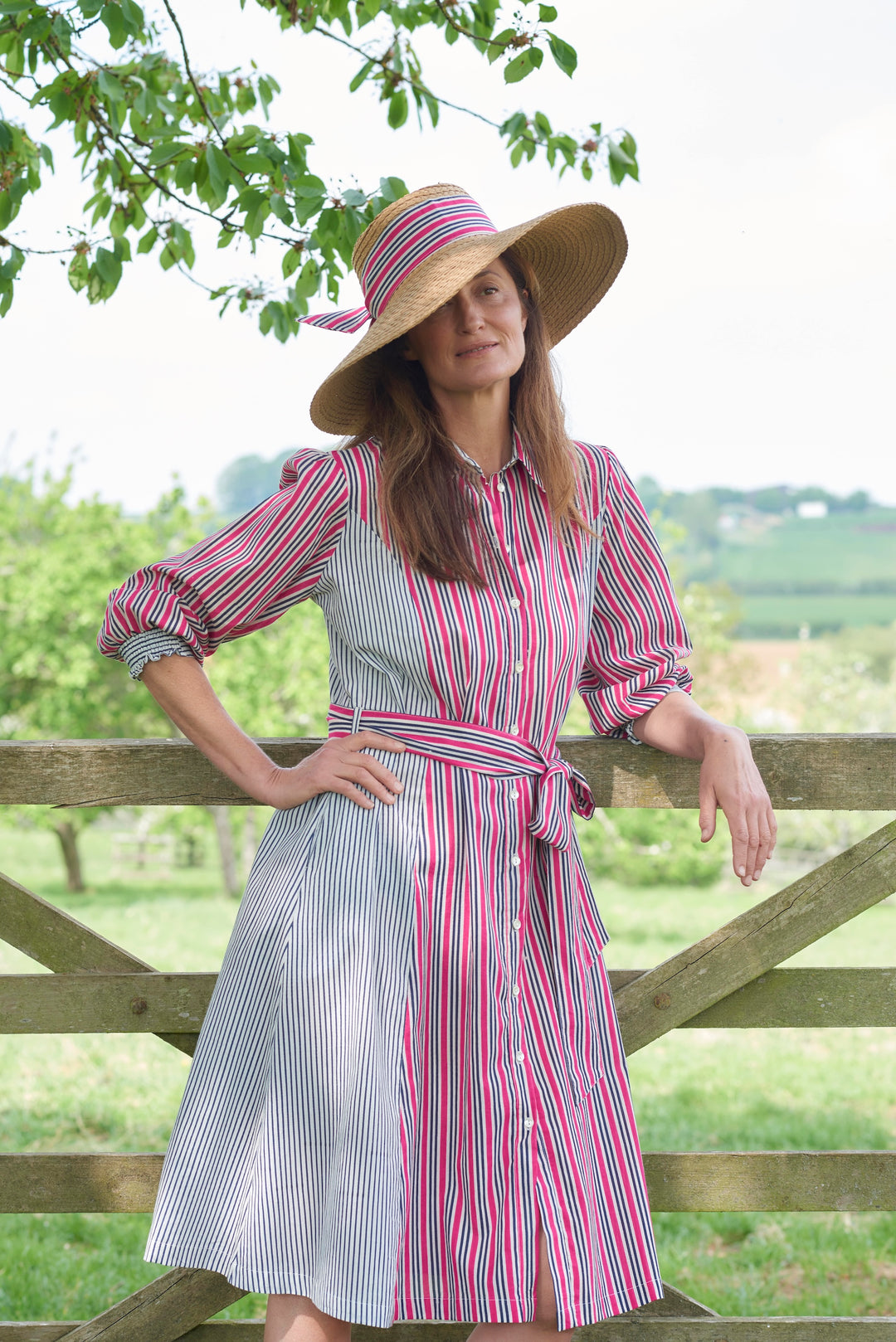 'Rosa' Cotton Shirtdress | Pink Stripe