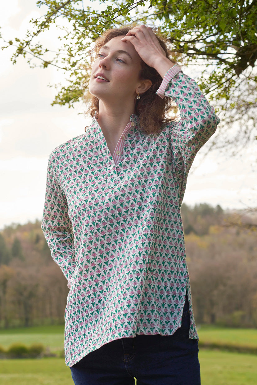 Pintuck Cotton Top | Spring Flower | ARCHIVE