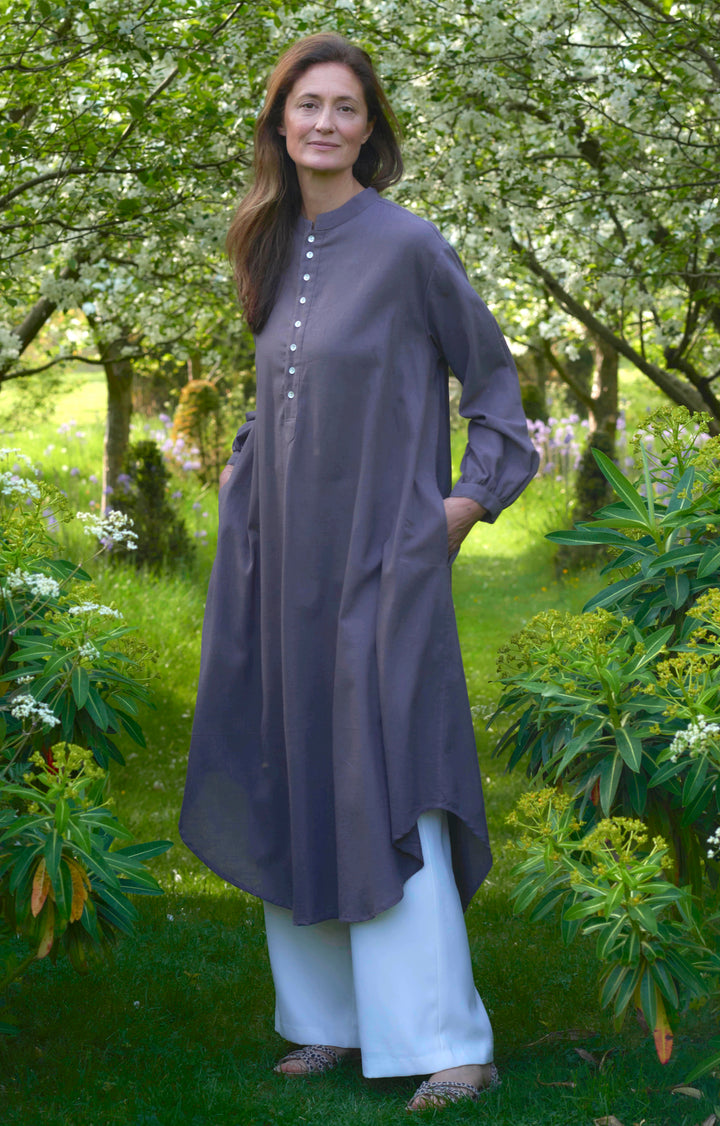 'Talia' Slub Cotton Shirtdress | Mushroom