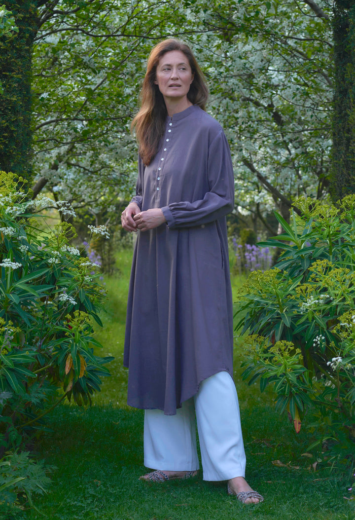 'Talia' Slub Cotton Shirtdress | Mushroom