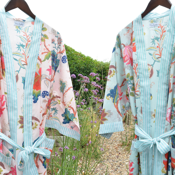 Cotton Robe / Aqua in Bloom | Tania Llewellyn Designs