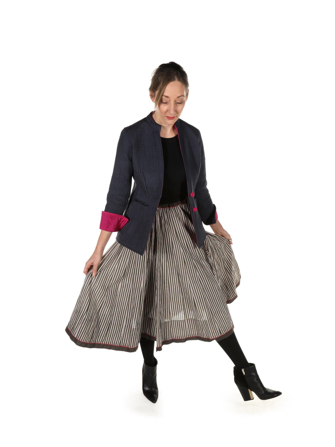 'Amani' Silk / Donkey Grey & Hot Pink | Tania Llewellyn Designs