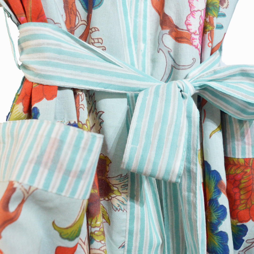 Cotton Robe / Aqua in Bloom | Tania Llewellyn Designs