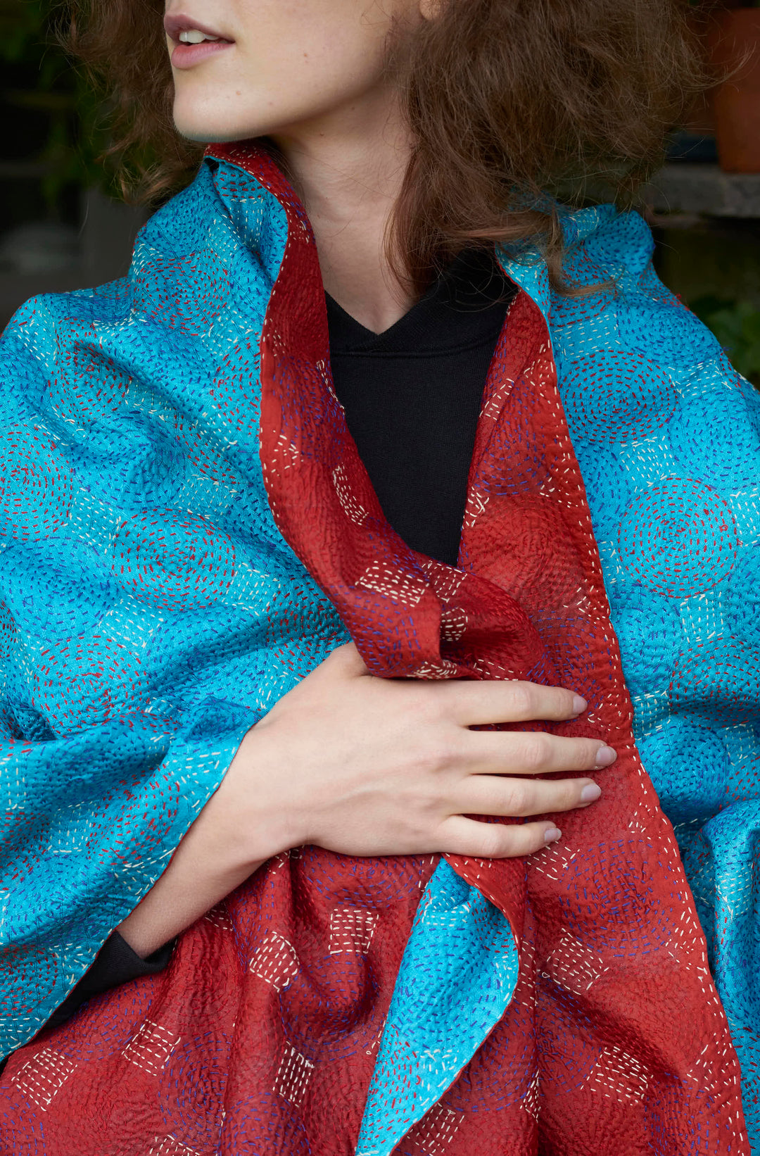 Silk Kantha Shawl | Ariel