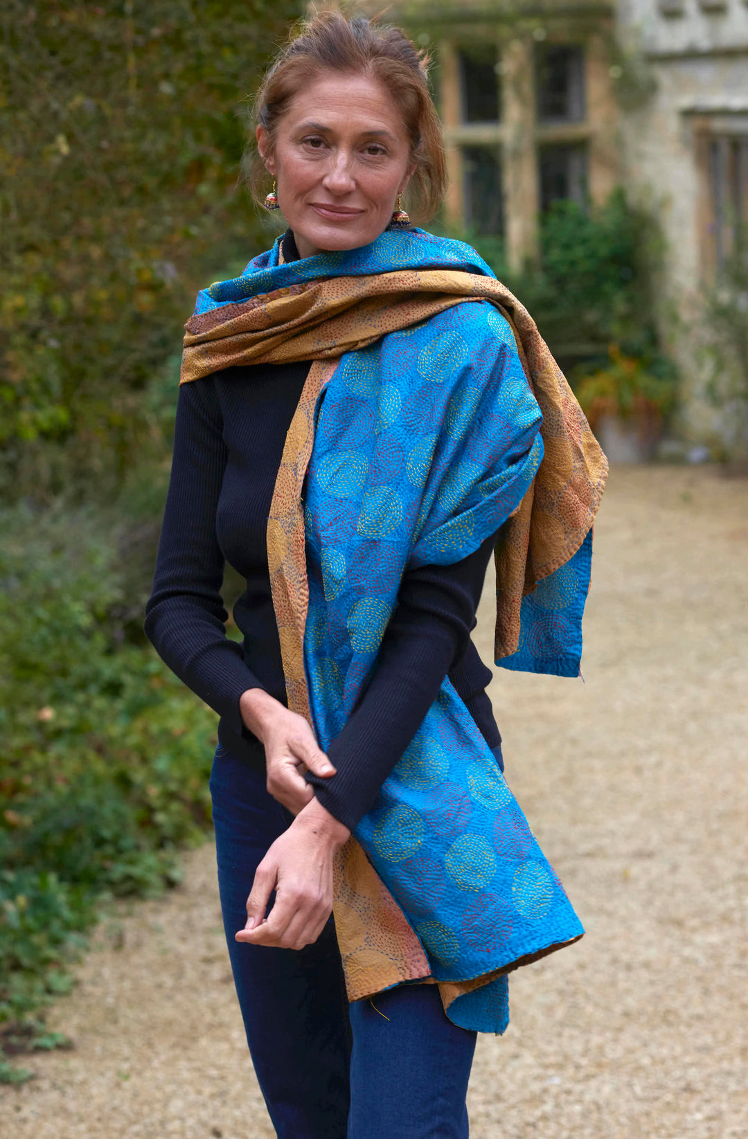 Silk Kantha Shawl | Bluebell