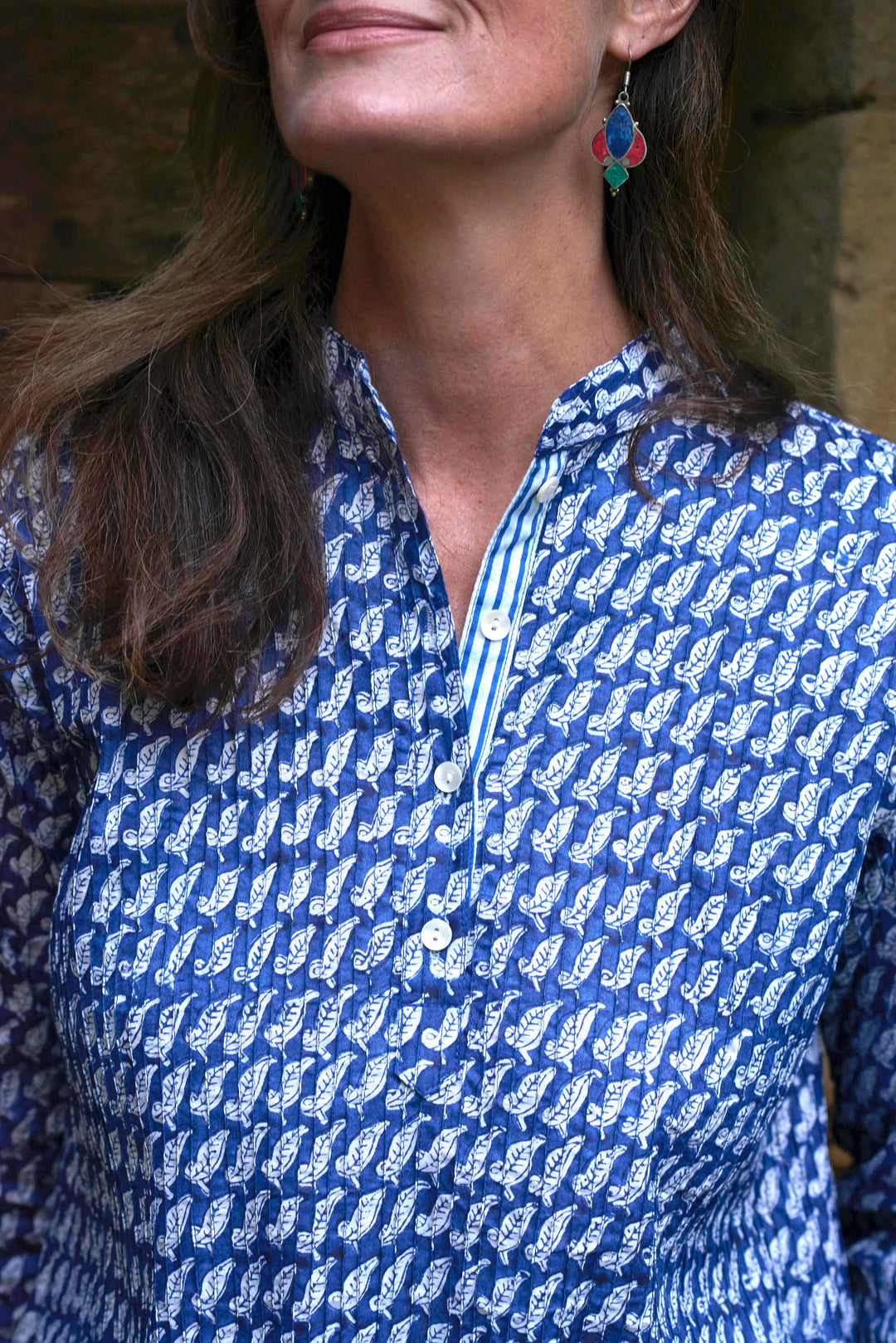 Pintuck Cotton Top | Blue Bird