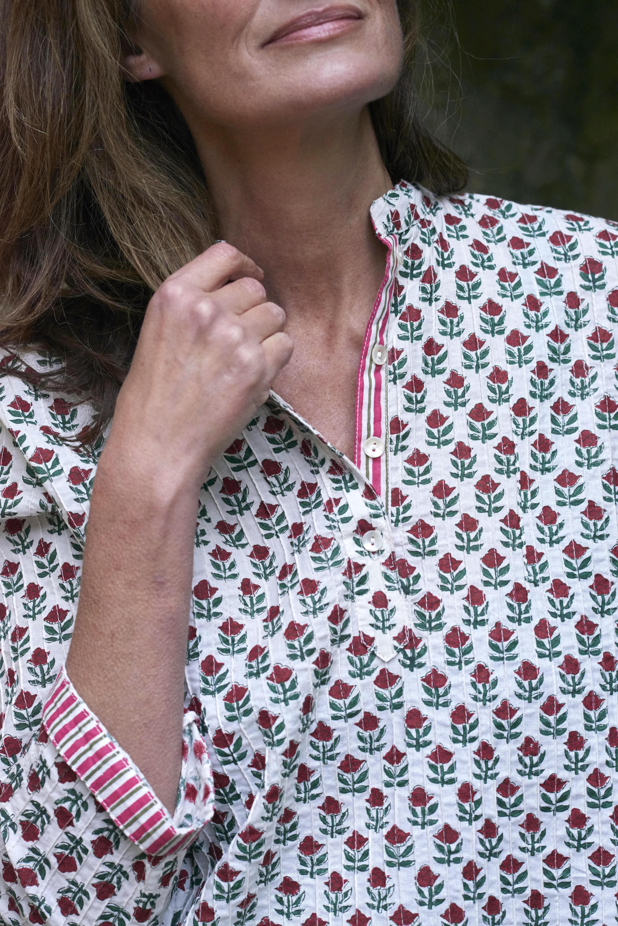 Pintuck Cotton Tops | Hand block-printed | Tania Llewellyn Designs