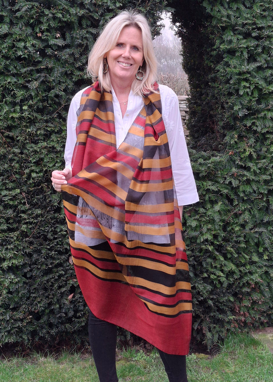 Amber Fine Silk Wool Scarf Tania Llewellyn Designs