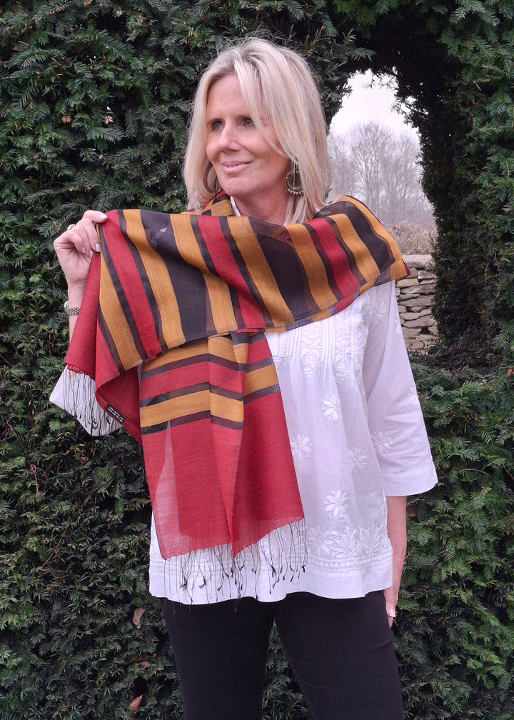 'Amber' Fine Silk & Wool Scarf