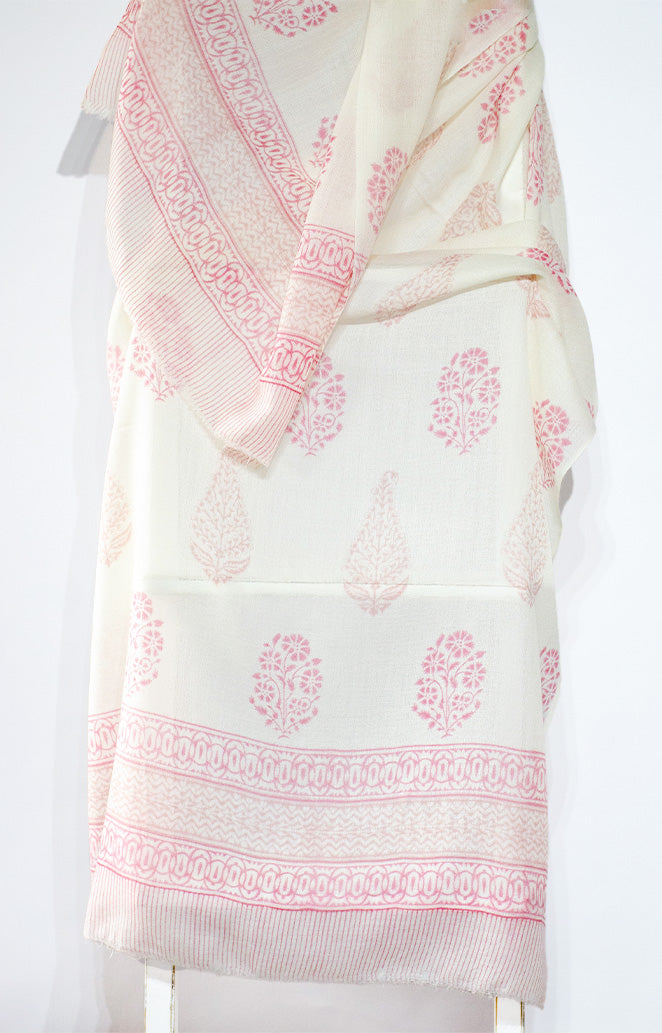 'Bonita' Fine Wool, hand-block printed Scarf