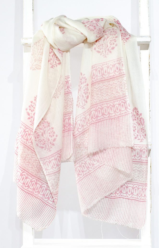 'Bonita' Fine Wool, hand-block printed Scarf