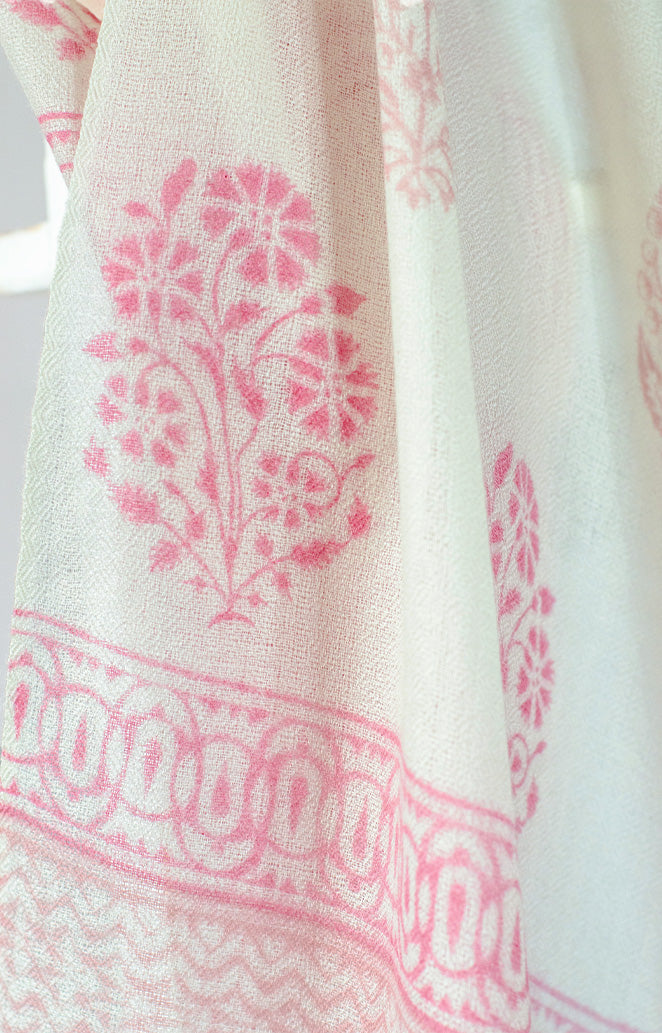 'Bonita' Fine Wool, hand-block printed Scarf