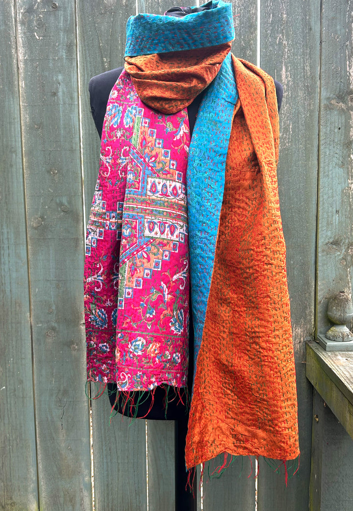 Silk Kantha Stole | Dahlia