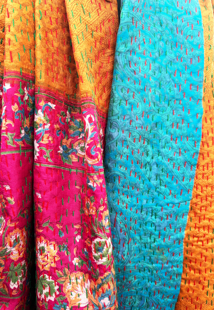 Silk Kantha Stole | Dahlia