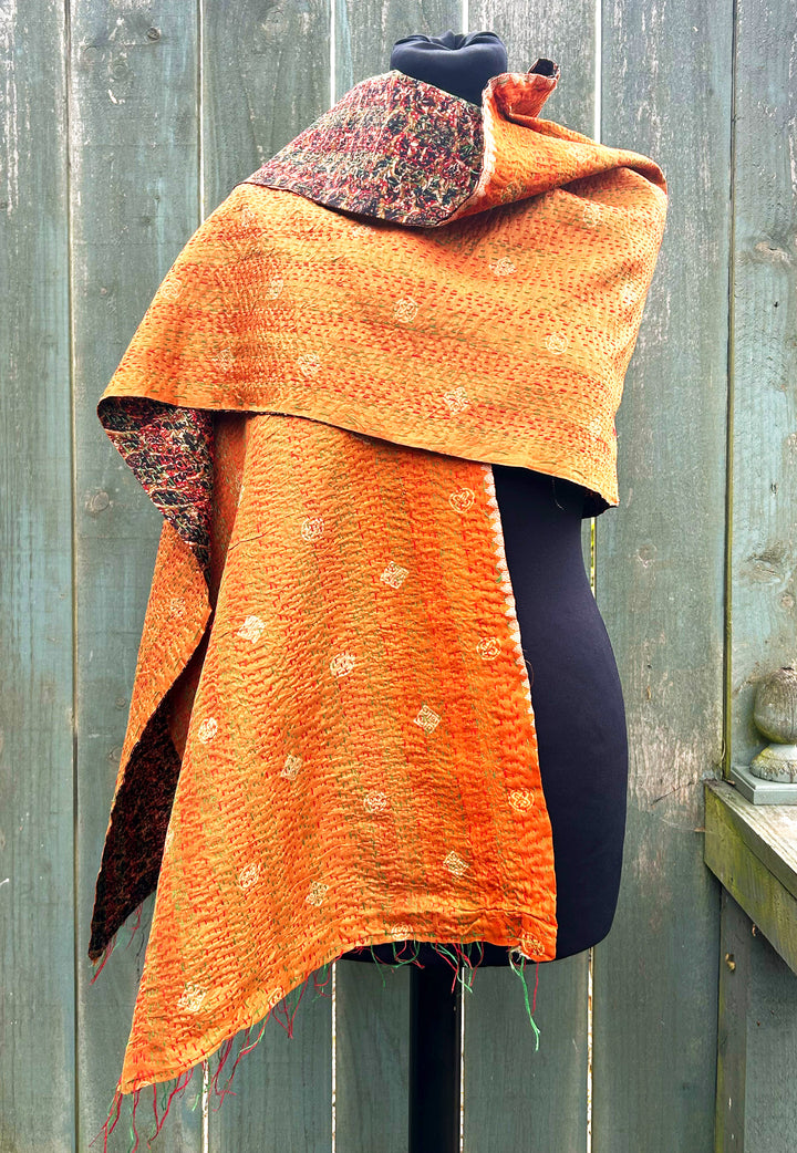 Silk Kantha Stole | Fern