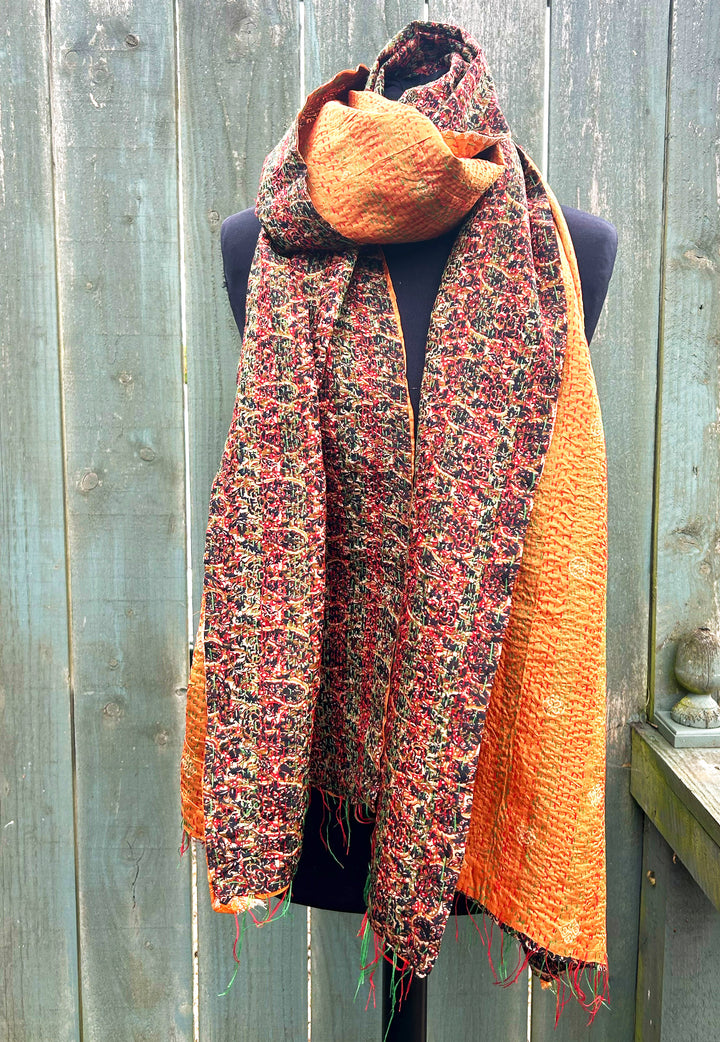 Silk Kantha Stole | Fern