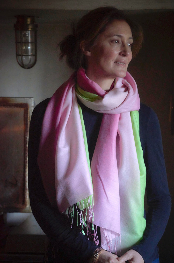 'Fiesta' Fine Silk & Wool Ombré Scarf