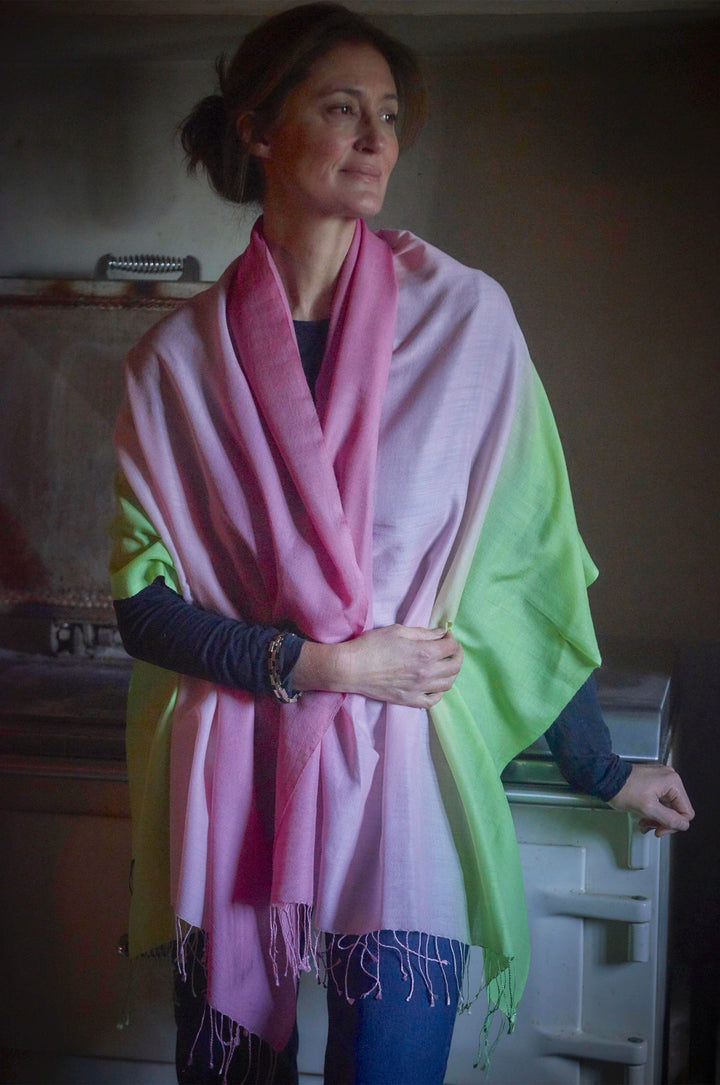 'Fiesta' Fine Silk & Wool Ombré Scarf