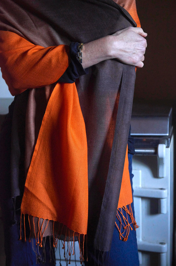 'Horizon' Fine Silk & Wool Ombré Scarf