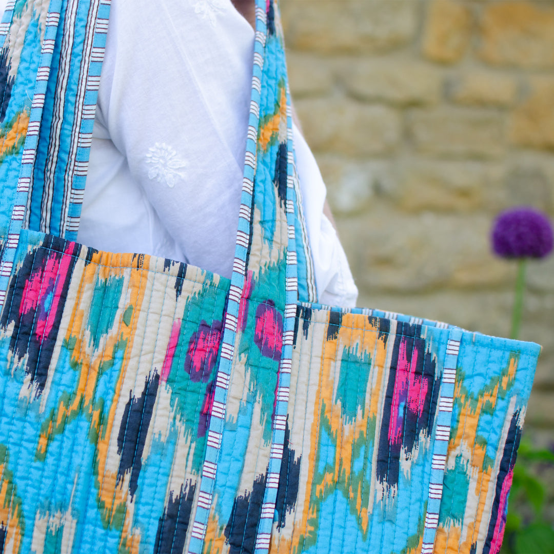 Quilted Cotton Shopping Bag | Ikat