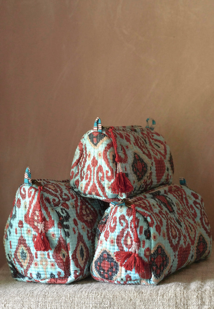 Hand block-printed Sponge Bags (Set of 3) | Ikat Print