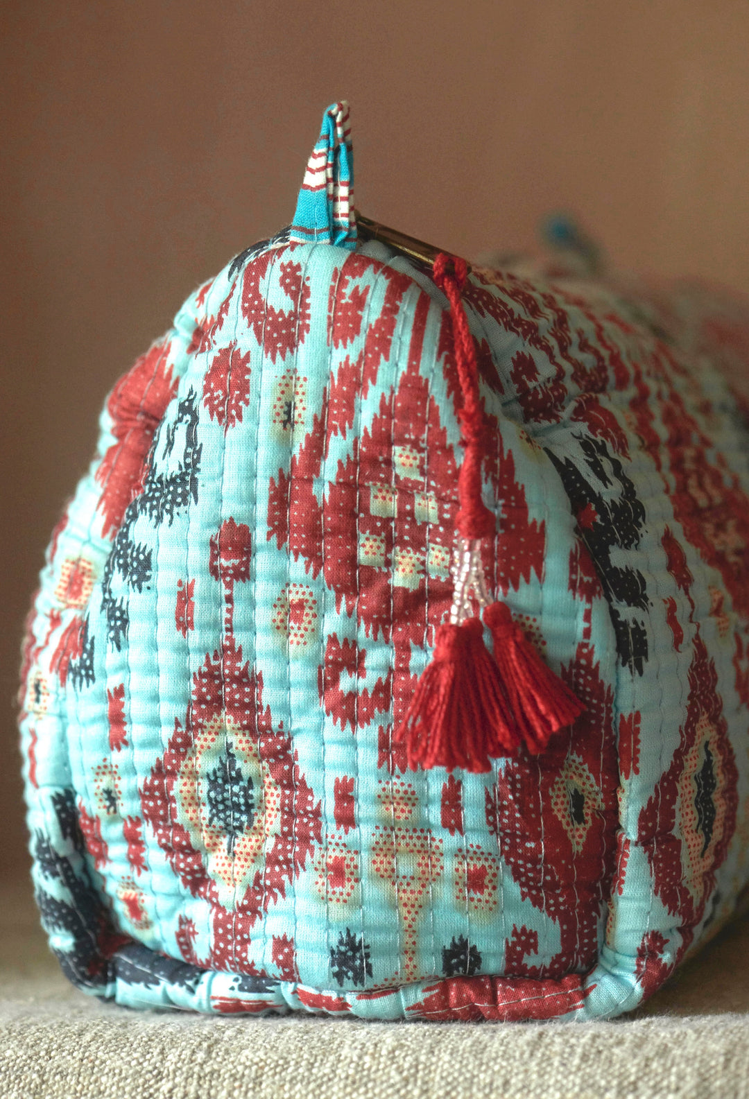 Hand block-printed Sponge Bags (Set of 3) | Ikat Print