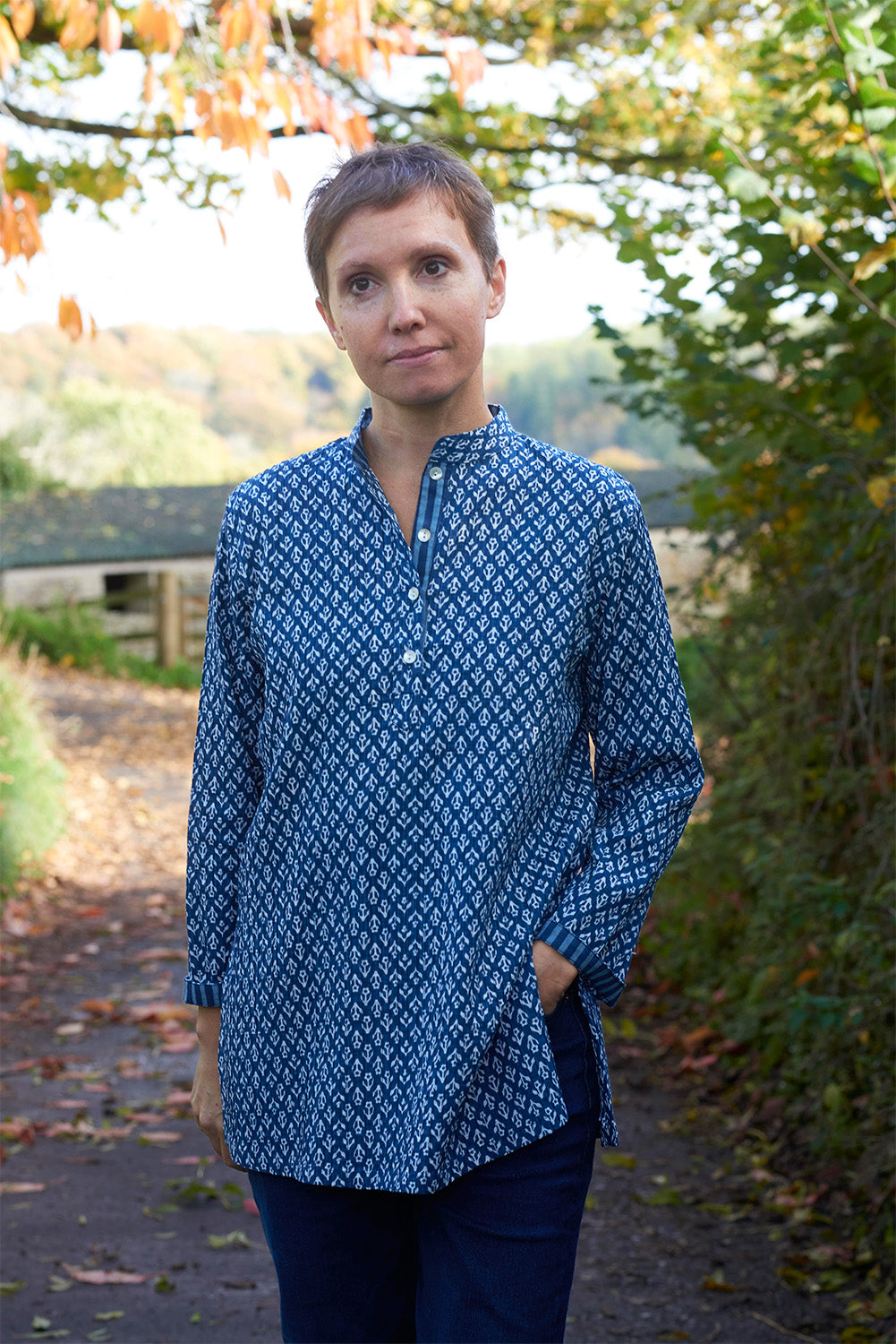 Pintuck Cotton Top | Indigo Posy