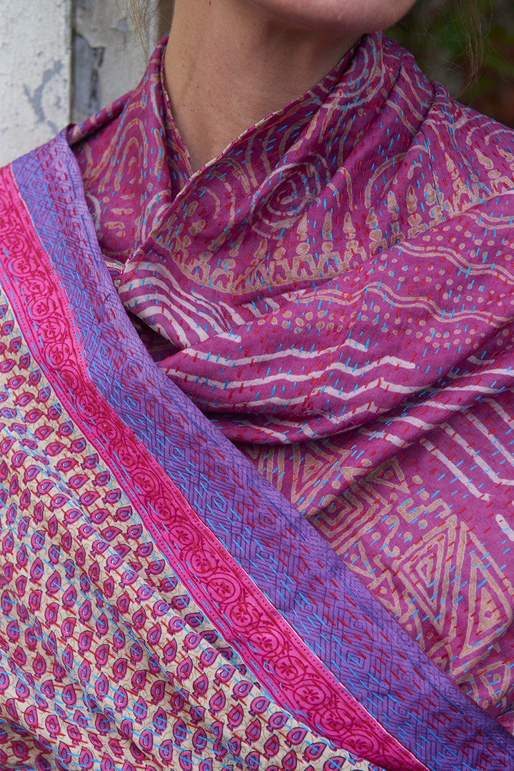 Silk Kantha Shawl | Iris