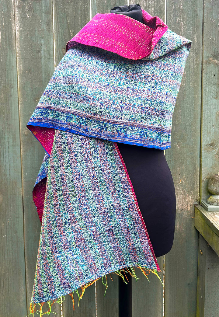 Silk Kantha Stole | Iris