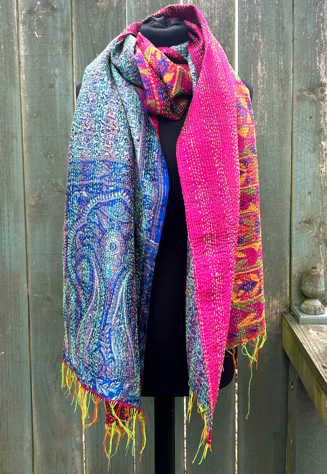 Silk Kantha Stole | Iris
