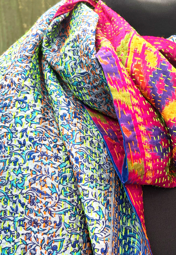 Silk Kantha Stole | Iris