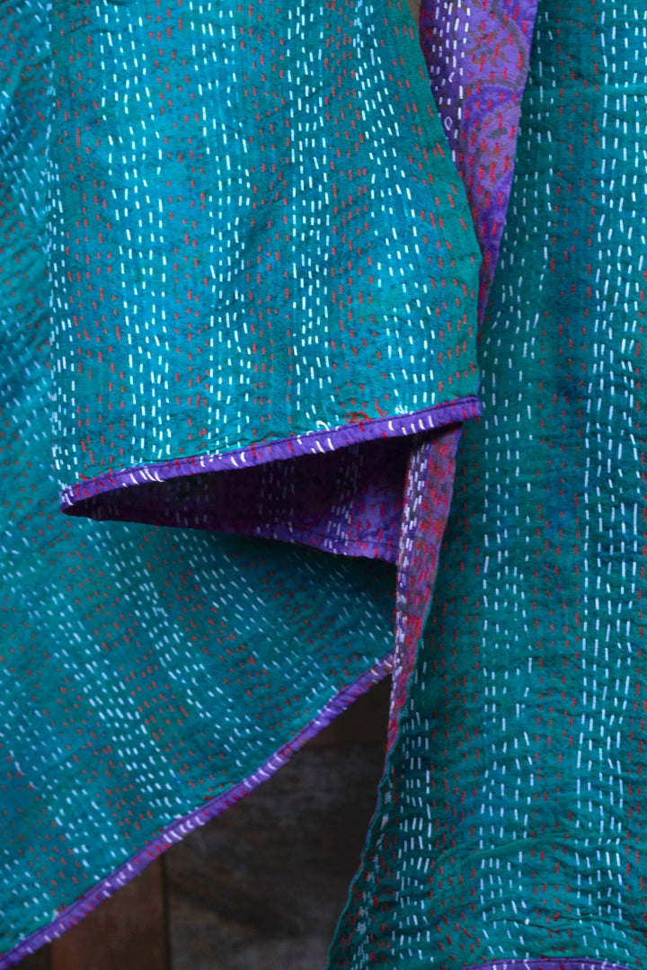Silk Kantha Shawl | Jade