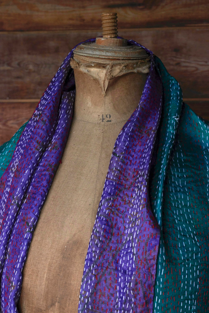 Silk Kantha Shawl | Jade