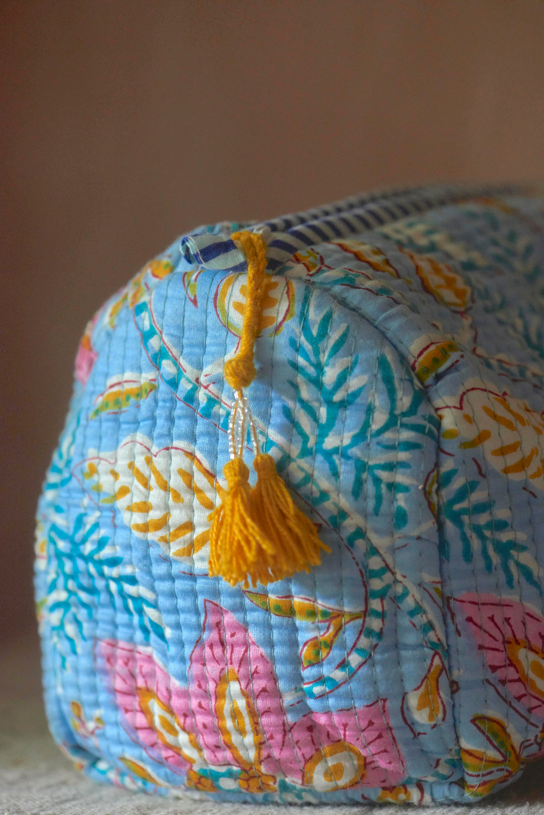 Hand block-printed Sponge Bags (Set of 3) | Lotus Flower